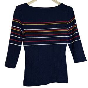 Vintage Y2K Limited Too Navy Striped Ribbed Knit Top - Girls Size Large 14